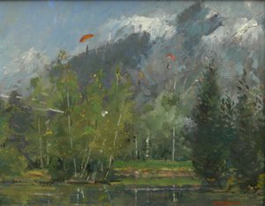 Hang gliders at Chamonix by Pat Maclaurin